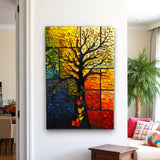 Tree Of Life Aurum Vertical Glass Wall Art - Tempered Glass Rectangular Wall Decor