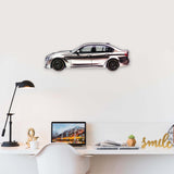 2018 BMW M3 CS (2) Metal Car Wall Art, Color 2D Diecast Car Decor, Silhouette Metal Wall Art, Gift For Car Lovers, Detailed Color Metal Car