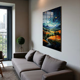 Starry Hamlet Vertical Glass Wall Art - Tempered Glass Rectangular Wall Decor