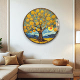 Tranquil Tree Of Life, Tempered Glass Round Wall Art - Tempered Glass Circle Wall Decor