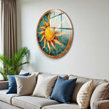 Helios Round Glass Wall Art - Tempered Glass Circle Wall Decor