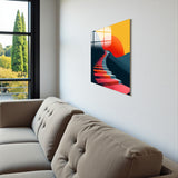 Ascend Square Tempered Glass Wall Art - Abstract Design - Large Glass Decor for Living Room & Office