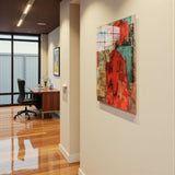 Scarlet Muse Vertical Glass Wall Art - Tempered Glass Rectangular Wall Decor