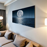Full Moon – 3D Carved Wood Wall Art - Textured Horizontal Wall Decor
