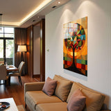 Prism Tree Vertical Glass Wall Art - Tempered Glass Rectangular Wall Decor