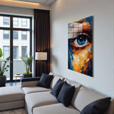 The Gaze Vertical Glass Wall Art - Tempered Glass Rectangular Wall Decor