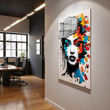 Color Burst Vertical Glass Wall Art - Tempered Glass Rectangular Wall Decor