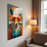 Forest Fox Vertical Glass Wall Art - Tempered Glass Rectangular Wall Decor