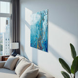 Aqua Serenity Vertical Glass Wall Art - Tempered Glass Rectangular Wall Decor