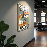 Motto Create Your Own Luck Vertical Glass Wall Art - Tempered Glass Rectangular Wall Decor