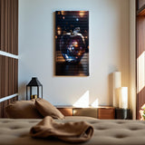 Celestial Orb – 3D Carved Wood Wall Art - Textured Vertical Wall Decor
