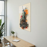 Statue of Echoes Vertical Glass Wall Art - Tempered Glass Rectangular Wall Decor