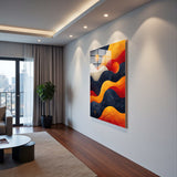 Curved Energy Vertical Glass Wall Art - Tempered Glass Rectangular Wall Decor