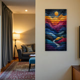 Mountain Dawn – 3D Carved Wood Wall Art - Textured Vertical Wall Decor