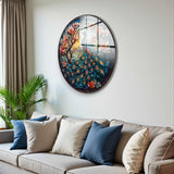 Blossom Round Glass Wall Art - Tempered Glass Circle Wall Decor