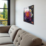 Lotus Square Tempered Glass Wall Art - Abstract Design - Large Glass Decor for Living Room & Office