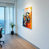 Motion Blur Vertical Glass Wall Art - Tempered Glass Rectangular Wall Decor