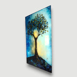 Tree Of Life Nocturne Vertical Glass Wall Art - Tempered Glass Rectangular Wall Decor