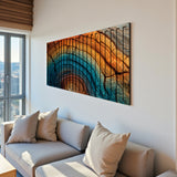 Chromatic Rings – 3D Carved Wood Wall Art - Textured Horizontal Wall Decor