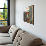 Ancient Square Tempered Glass Wall Art - Abstract Design - Large Glass Decor for Living Room & Office
