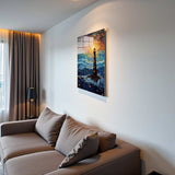 Sea Light Vertical Glass Wall Art - Tempered Glass Rectangular Wall Decor