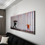 Banksy – 3D Carved Wood Wall Art - Textured Horizontal Wall Decor