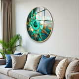 Emerald Round Glass Wall Art - Tempered Glass Circle Wall Decor