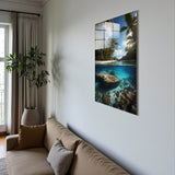 Tropical Mirror Vertical Glass Wall Art - Tempered Glass Rectangular Wall Decor