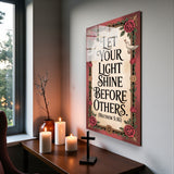 Christian Glass Wall Art - [Let your light shine before others. (Matthew 5 16)] Bible Scripture Decor