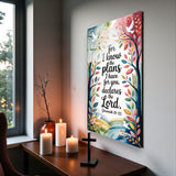 Christian Glass Wall Art - [For I know the plans I have for you, declares the Lord. (Jeremiah 29 11)] Bible Scripture Decor