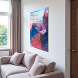 Watercolor Flow Vertical Glass Wall Art - Tempered Glass Rectangular Wall Decor
