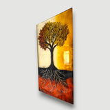 Tree Of Life Orind Vertical Glass Wall Art - Tempered Glass Rectangular Wall Decor