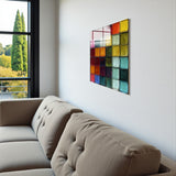 Spectrum Square Tempered Glass Wall Art - Abstract Design - Large Glass Decor for Living Room & Office