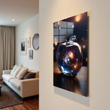Celestial Orb Vertical Glass Wall Art - Tempered Glass Rectangular Wall Decor