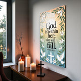 Christian Glass Wall Art - [God is within her; she will not fall. (Psalm 46 5)] Bible Scripture Decor