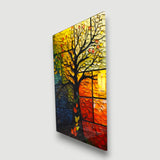 Tree Of Life Aurum Vertical Glass Wall Art - Tempered Glass Rectangular Wall Decor