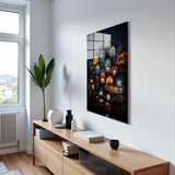 Dreamscape House Vertical Glass Wall Art - Tempered Glass Rectangular Wall Decor