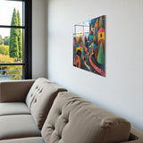 Village Square Tempered Glass Wall Art - Abstract Design - Large Glass Decor for Living Room & Office