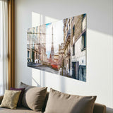 Paris Streets Panoramic Tempered Glass Wall Art - Horizontal Rectangular Wall Decor