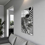 Monochrome Swirl Vertical Glass Wall Art - Tempered Glass Rectangular Wall Decor
