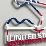 Miami International Autodrome Formula One Metal Race Map – USA Flag Wall Art