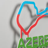Baku City Circuit Formula One Metal Race Map – Azerbaijan Flag Wall Art
