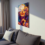 Golden Icon Vertical Glass Wall Art - Tempered Glass Rectangular Wall Decor