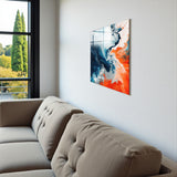 Tide Square Tempered Glass Wall Art - Abstract Design - Large Glass Decor for Living Room & Office