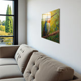 Whisper Square Tempered Glass Wall Art - Abstract Design - Large Glass Decor for Living Room & Office
