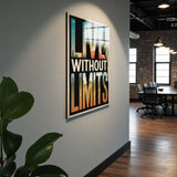 Motto Live Without Limits Vertical Glass Wall Art - Tempered Glass Rectangular Wall Decor
