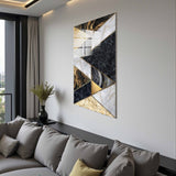 Geometric Ascent Vertical Glass Wall Art - Tempered Glass Rectangular Wall Decor