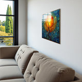 Rebirth Square Tempered Glass Wall Art - Abstract Design - Large Glass Decor for Living Room & Office