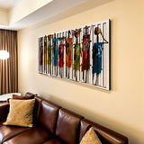 African – 3D Carved Wood Wall Art - Textured Horizontal Wall Decor