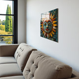 Solstice Square Tempered Glass Wall Art - Abstract Design - Large Glass Decor for Living Room & Office